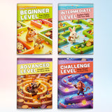 4-Level Maze Activity Workbook Set, Beginner to Challenge Puzzle Practice for Focus, Hand Control, Logic Skills and Problem Solving