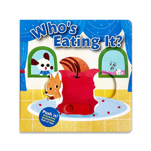 Who’s Eating It Push and Pull Board Book, Interactive Animal Food Toy Book, Early Learning Lift and Slide Reading for Toddlers