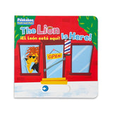 The Lion Is Here peekaboo board book cover
