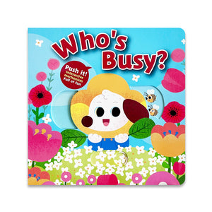 Who’s Busy Push and Pull Board Book, Interactive Animal Activity Toy Book, Early Learning Lift and Slide Reading for Toddlers