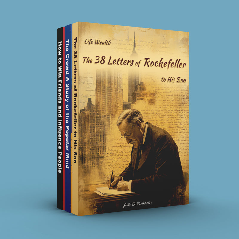 How to Win Friends and Influence People 3- + the Crowd Social Psychology 3-Book Set + Rockefeller's 38 Letters to His Son Succes: 3-Book Set main cover and printed book set view, image 1, bundle ISBN 9798900663975