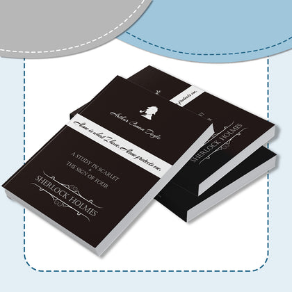 Sherlock Holmes classic detective stories collection with black book covers