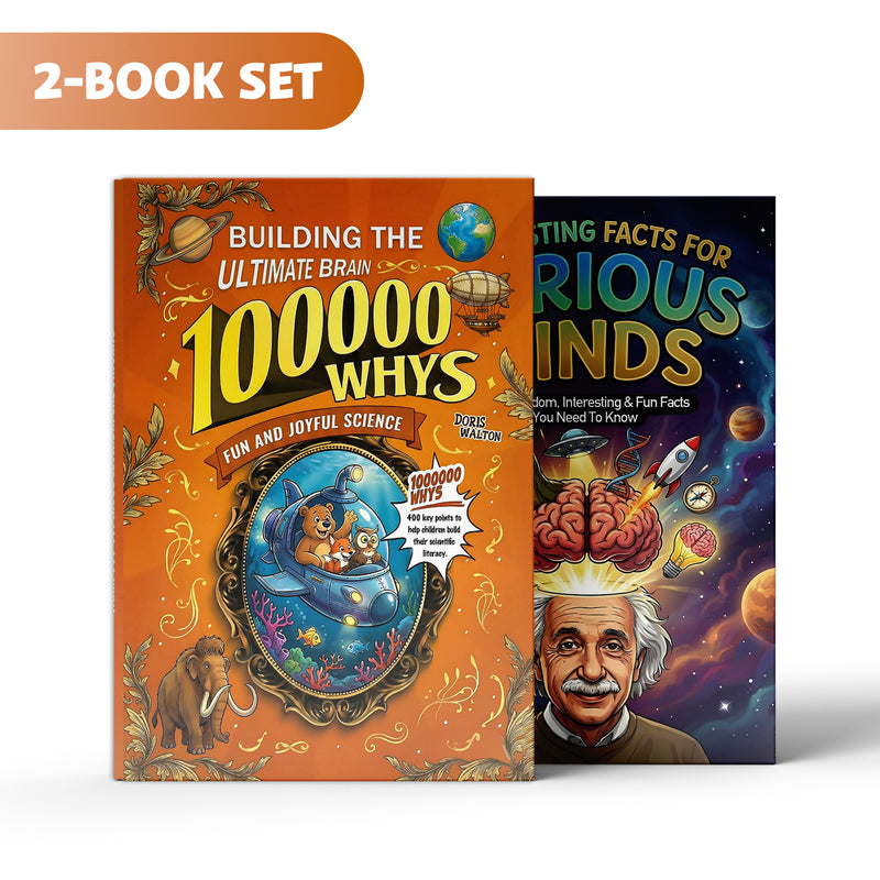 Building the Ultimate Brain 100000 Whys Sc + Interesting Facts for Curious Minds: 2-Book Set main cover and printed book set view, image 1, bundle ISBN 9798900665344