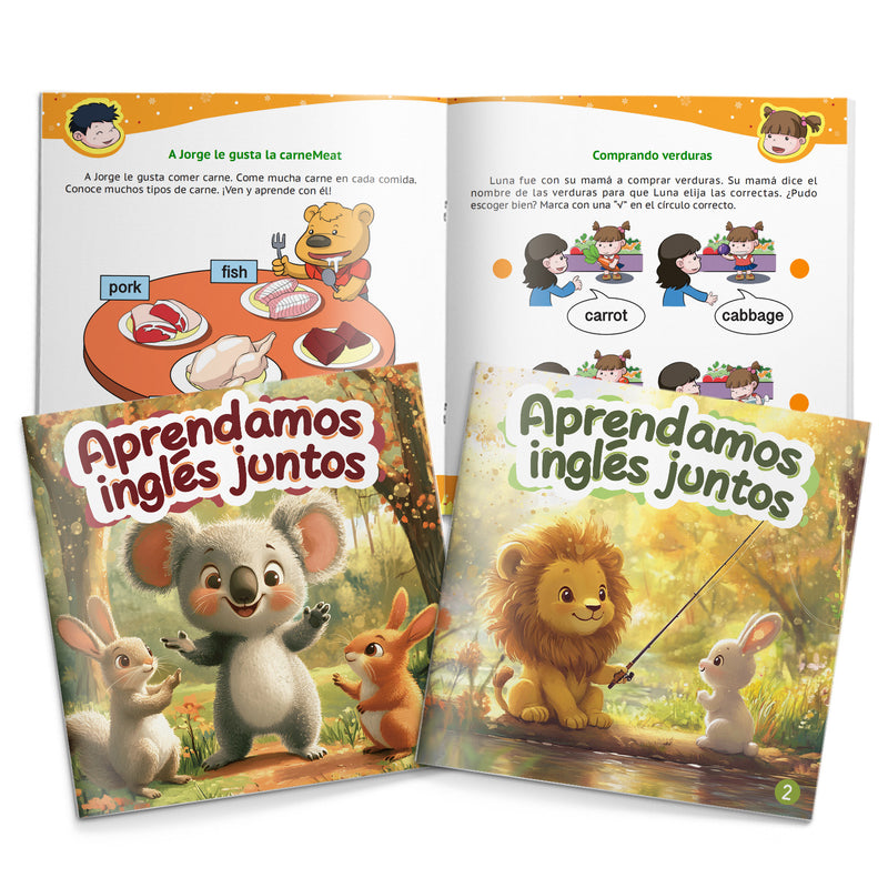 English-Spanish Xxueyingyu 1 + Xxueyingyu 2: 2-Book Set main cover and printed book set view, image 1, bundle ISBN 9798900663371