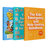 The Social Survival Guide for Kids + Raise Children Street-smart + the Kids Emergency and Help-seeking Handbo: 3-Book Set main cover and printed book set view, image 1, bundle ISBN 9798900666631
