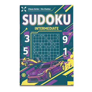 Sudoku Puzzle Books, 4 Progressive Levels Beginner to Challenge, Race Car Number Logic Workbooks for Focus, Critical Thinking and Problem-Solving Practice