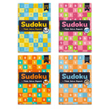 Family practicing Sudoku puzzle book activities together