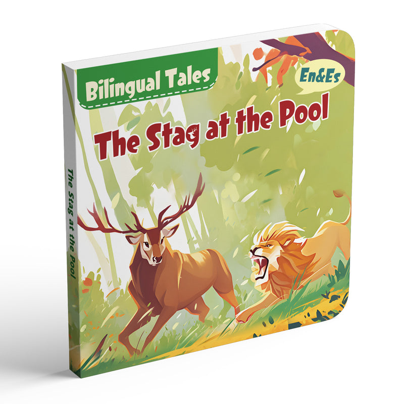 The Stag at the Pool English-Spanish bilingual fable book cover