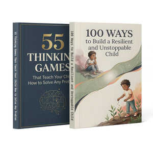 100 Ways to Build a Resilient Child + 55 Thinking Games to Teach Your Child Prob: 2-Book Set main cover and printed book set view, image 1, bundle ISBN 9798900669878