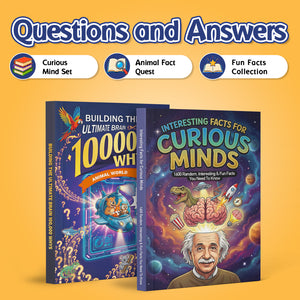 100000 Whys Animal World Science Book for + Interesting Facts for Curious Minds: 2-Book Set main cover and printed book set view, image 1, bundle ISBN 9798904660833