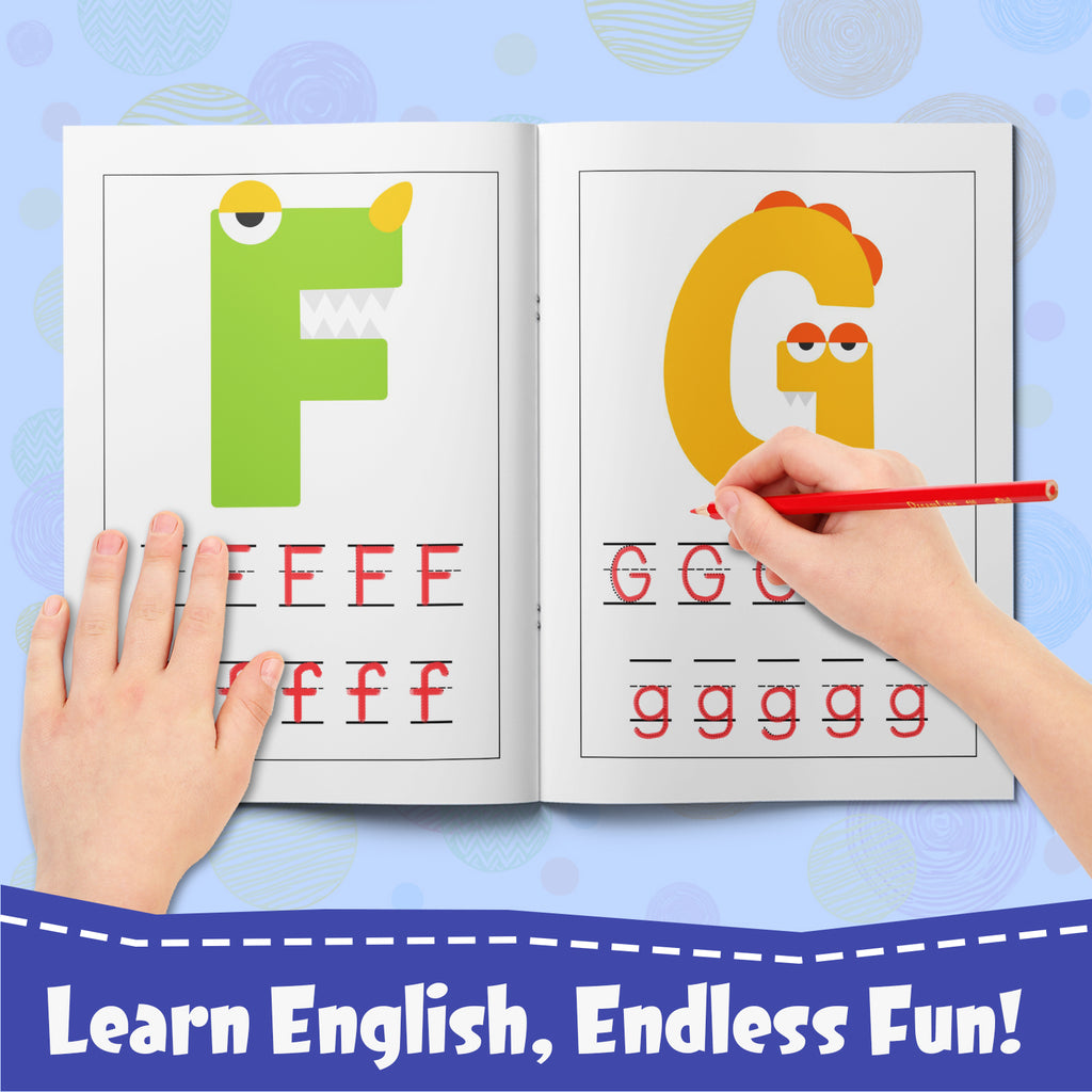 Kids tracing letters F G H J and K