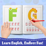 Kids tracing letters F G H J and K
