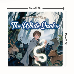 Front cover view of The White Snake Grimm storybook