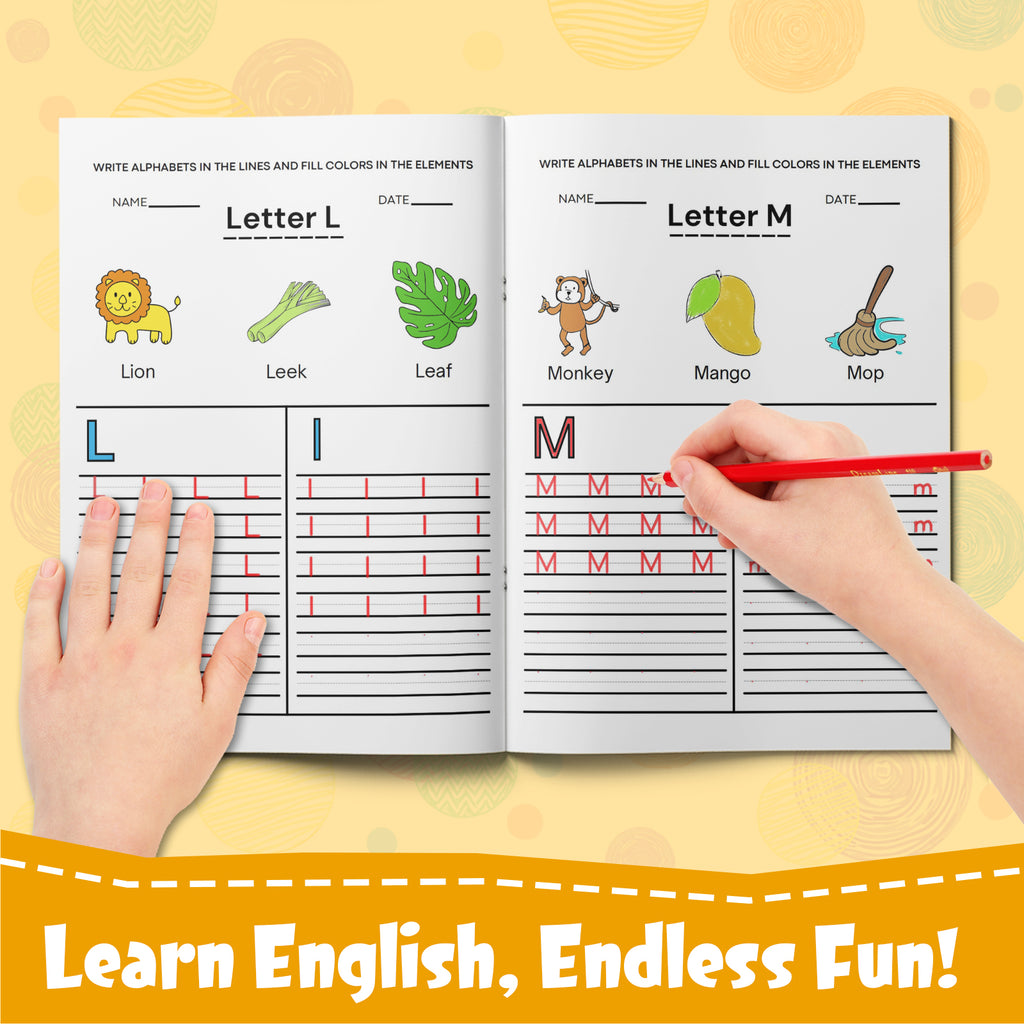 Kids practicing uppercase and lowercase letters