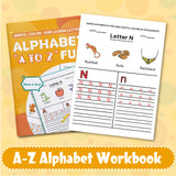 Printed alphabet workbook with vocabulary images