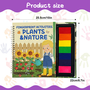 Kids finger painting activity book with ink pad and nature theme