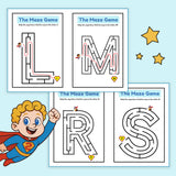 Printed preschool alphabet maze book for visual thinking and early literacy