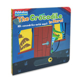 Toddler crocodile push-and-pull board book for animal vocabulary and fine motor skills