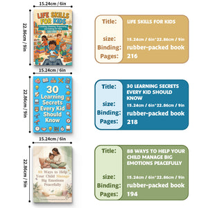 88 Ways to Help Your Child Manage Big Emot + Life Skills for Kids Cooking Cleaning and + 30 Learning Secrets Every Kid Should Know: 3-Book S bundle detail image, image 2, bundle ISBN 9798900666624