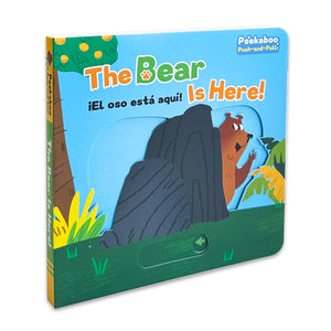 Toddler bear push-and-pull board book for animal vocabulary and fine motor skills