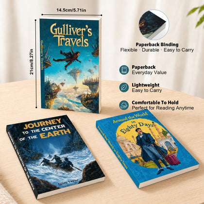 Classic Adventure Literature for Young Readers 3-Book Set printed book set detail image, image 2, bundle ISBN 9798904663544