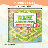 Theme park maze pages with mixed pathfinding challenges
