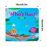 Toddler farm animal board book with push, slide, and discover interaction