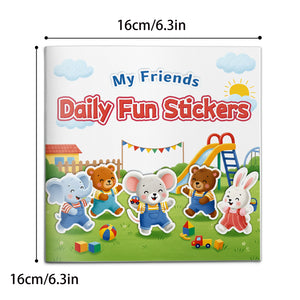 Friendship-themed sticker activity book for kids with playtime scenes