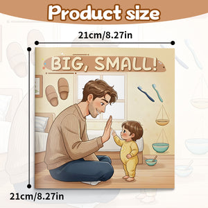Toddler picture book about big and small size concepts and early vocabulary
