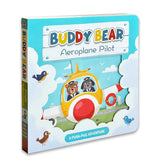Toddler interactive board book with aeroplane pilot adventure and push-pull play