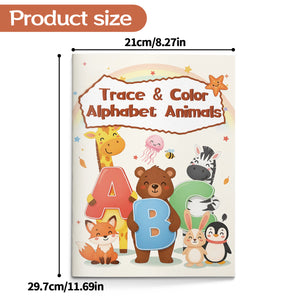 Alphabet animal coloring pages with tracing practice