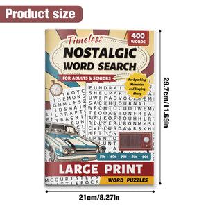 Large print nostalgic word search puzzle book with 400 words