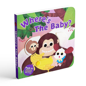 Where’s The Baby Push and Pull Board Book, Interactive Animal Hide-and-Seek Toy Book, Early Learning Lift and Slide Reading for Toddlers