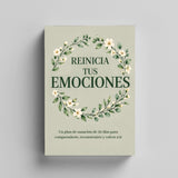 Paperback mockup of Reinicia Tus Emociones guided journal
