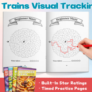 4-Level Maze Activity Workbook Set, Beginner to Challenge Puzzle Practice for Focus, Hand Control, Logic Skills and Problem Solving