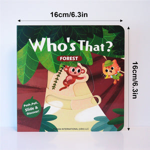 Interactive toddler board books with animal reveal pages and moving parts