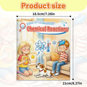Children's chemistry science book about reactions, change, and substances