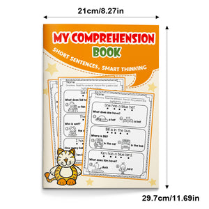 Early reading comprehension workbook for kids with short sentences