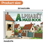 Kids alphabet maze workbook with tracing paths