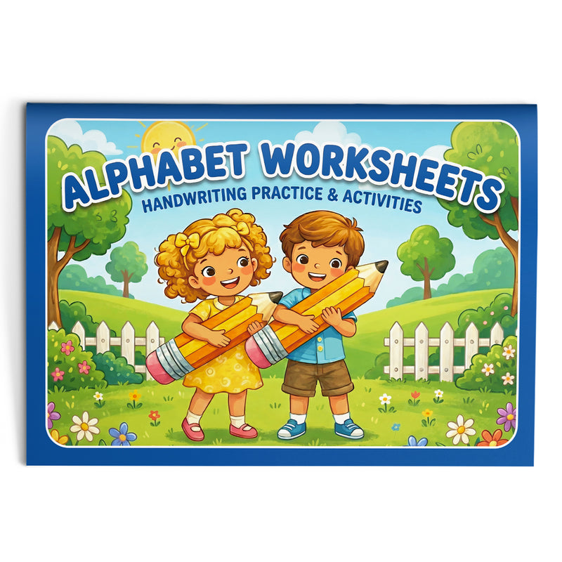 Alphabet Worksheets trace read copy workbook cover