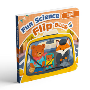 Children's flip book about taxis, city travel, and everyday science