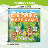 Animal-themed coloring maze pages with pathfinding puzzles