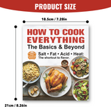Printed beginner-friendly cooking guide with everyday recipes and kitchen skills