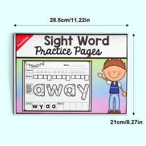Children's sight word workbook for tracing writing coloring and cut-and-paste practice