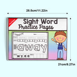 Children's sight word workbook for tracing writing coloring and cut-and-paste practice