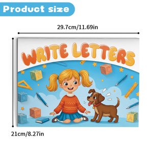 Kids letter writing workbook with trace and color pages