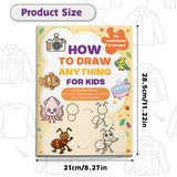 Children's drawing activity book with sea creature, bug, and everyday object sketch lessons