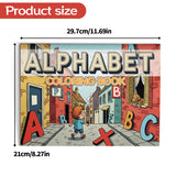 Kids alphabet coloring workbook with picture-word links