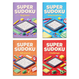 Kids practicing Super Sudoku number grid puzzles