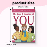 Young girl's body handbook about growing up, body changes, and self-care
